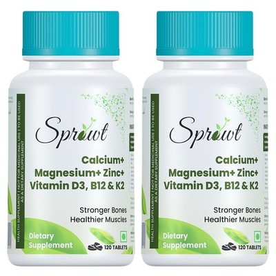 Sprowt Calcium Magnesium Zink Vitamin D3 B12 K2 Tabletten, 120 Tabletten Jedem
