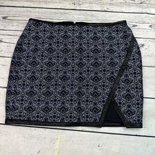 EXPRESS Womens Black Blue Geometric Faux Leather Trim Mini Skirt Size 6