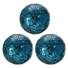 3Pcs Decorative Glass Balls 3.15 Inch Mosaic Glass Ball, Blue