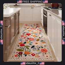 Washable Beige Runner Rug 2x6 with Non-Slip TPR Backing and Vintage Design