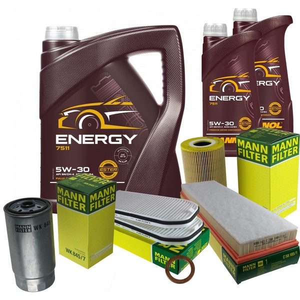 MANN-FILTER Inspektionspaket 7L Mannol Energy 5W-30 FüR BMW 7Er E38 725Tds-image