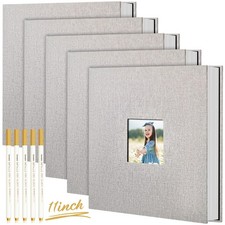 5 Pcs 11 x 10.6 Inch Large Photo Album Self Adhesive Scrapbook Album 40 Blank...