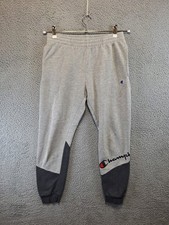 Champion Sweatpants Boys L Fits 28x26 Gray Black Fleece Stretch Script Logo