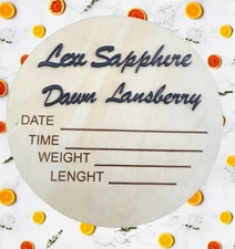 Personalized Baby Name Announcement Sign Custom Wood Plaque Baby Name Birth Stat