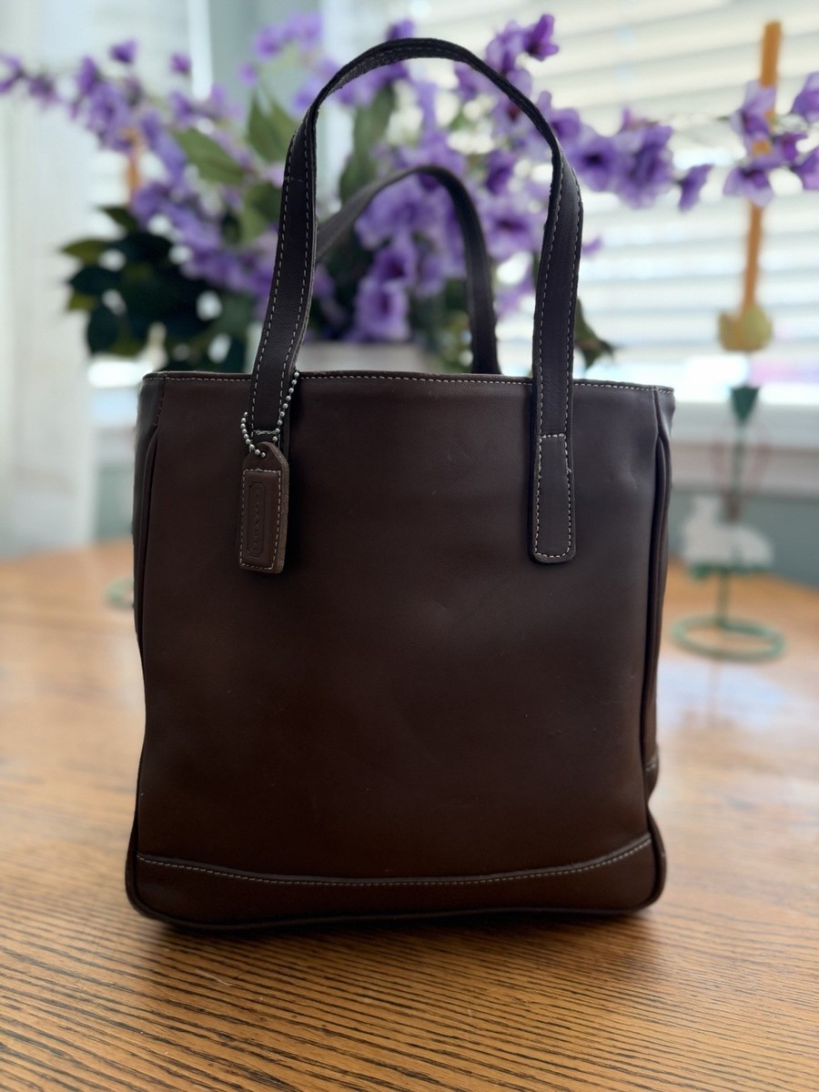 バッグ Vintage Coach Leather Tote Bag Brown Vintage Coach 7788 Brown Leather Zip Tote USA Made Court Bag