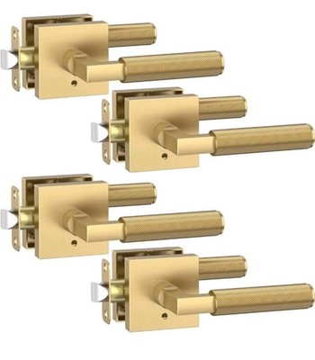 Asidrama 4 Pack Champagne Bronze Passage Door Handles Door Lever Left Right