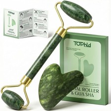 Face Roller  Gua Sha Facial Tools, Massager for Self Care, 2PCS, Green