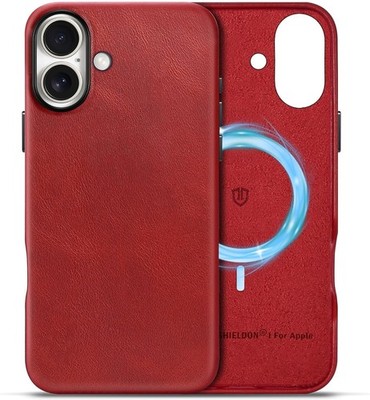 SHIELDON Hülle für iPhone 16 Plus 6,7'' Leder Slim Fit, Anti-Kratzer Stoßfest