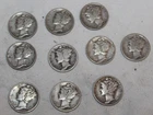 Lot 10 Silver Dimes US 10c Mercury 1927-1945