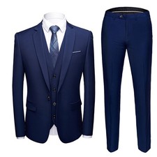 Set uomo un bottone abbigliamento da lavoro slim fit blazer sposo abito da sposa tre pezzi