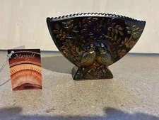 FENTON Vintage Amethyst Carnival Glass Love-Birds Vase 