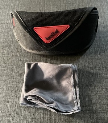 Bolle' Sunglass Case Black w/ Red Logo.  Includes Branded Cleaning Cloth.