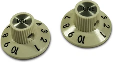 Kluson "Witch Hat" Volume and Tone Knob Set Solid Shaft Antique White