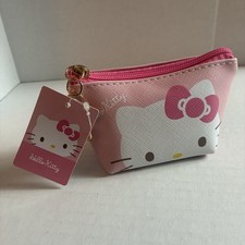 Sanrio Hello Kitty pink synthetic leather triangle mini pouch Japanese Gift NWT