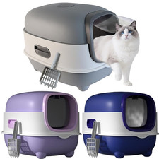 Cat Litter Box Enclosed with Scoop Odor Defensive Hooded Litter Tray Extra Large