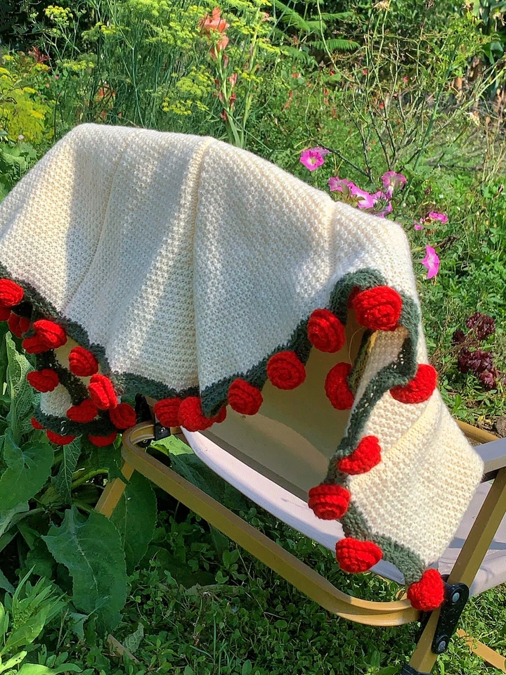 Manta ramo de flores, manta rosa ganchillo hecha a mano bricolaje, mantas de punto Foto 4 de 4
