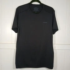 PATAGONIA Base Layer Capilene 1 Silk Weight Stretch Shirt Mens Large Black 45600