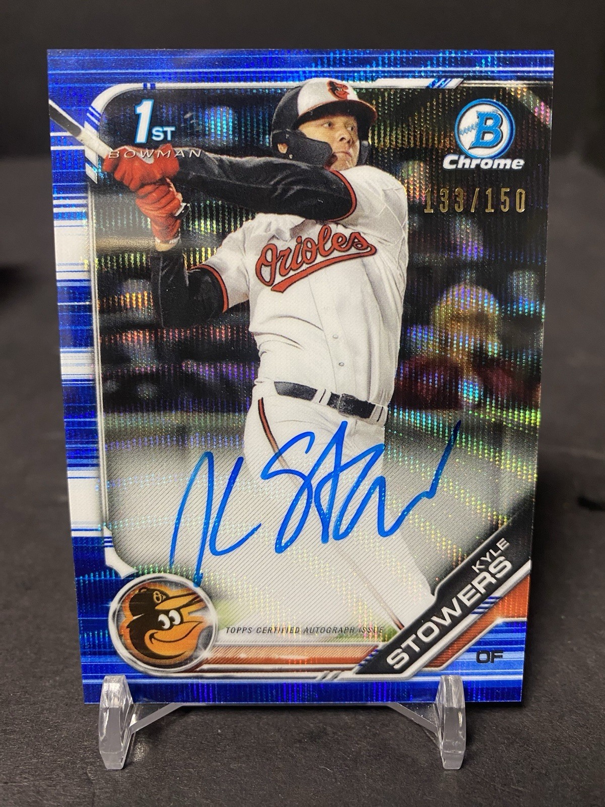 Kyle Stowers 2019 1st Bowman Chrome Autograph Auto Blue Refractor /150 Marlins