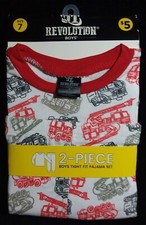 OT Revolution Boys 2 Piece Tight Fit Pajama Set Outfit Trucks theme Size 7 NWT