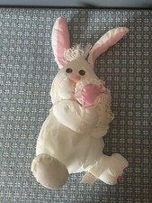 VTG Fisher Price Puffalumps Plush Stuffed Animal White Bunny Holding Heart 1988