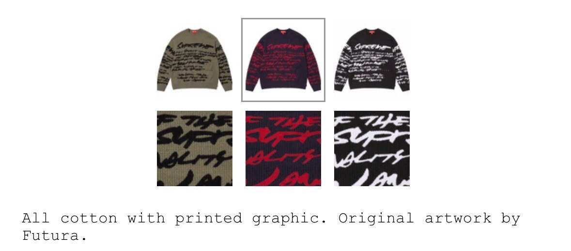Brand New Supreme x Futura Sweater White Black - Size M Brand New Supreme x Futura Sweater White Black - Size M