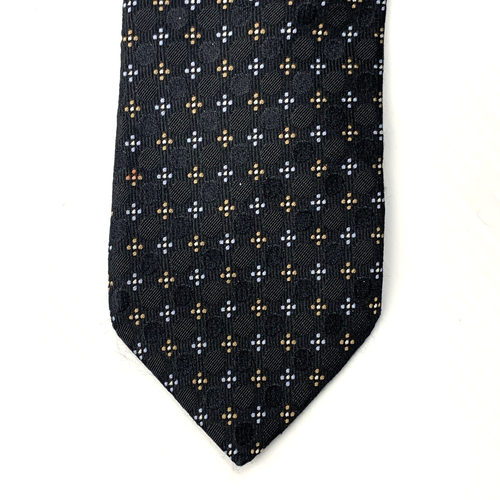 HUGO BOSS Silk Necktie Mens Size 3" x 57.5" Black Blue Bronze Foulard Tie Church - Picture 2 of 8