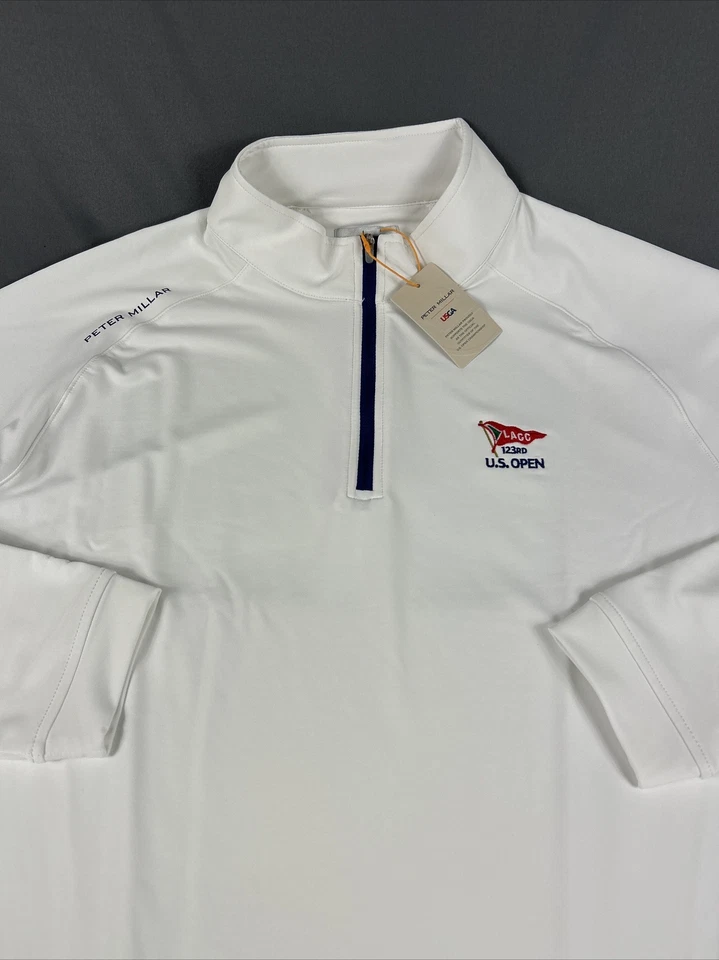 Peter Millar Golf Pullover Crown Sport US Open LACC 1/4 Zip XL White MSRP $135 - Image 2 of 4