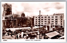 Vintage Real Photo RPPC Postcard Market Hill Cambridge C. Richter British Prod
