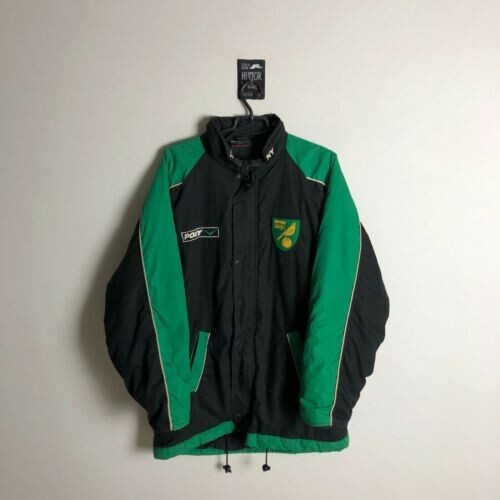 Giacca da allenamento vintage Norwich City con cerniera nero verde pony anni '90 da uomo taglia l