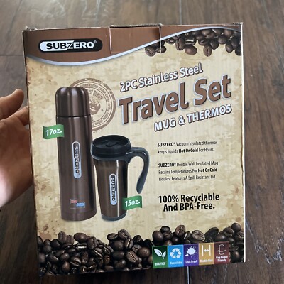 SubZero Two-piece Stainless Steel Travel Set.15 oz. Mug, & 17 oz