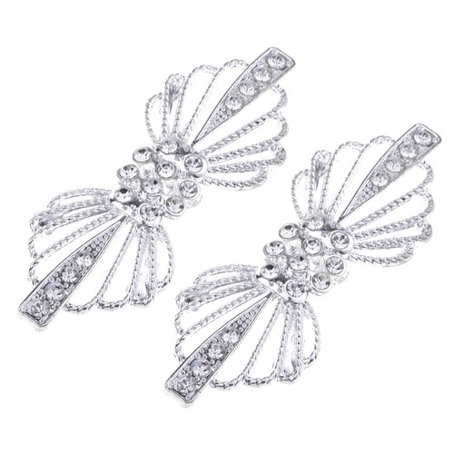 Prettyia 2 x Crystal Wedding Closure Hook & Eye Clasp Sewing Supplies Silver - Picture 11 of 12