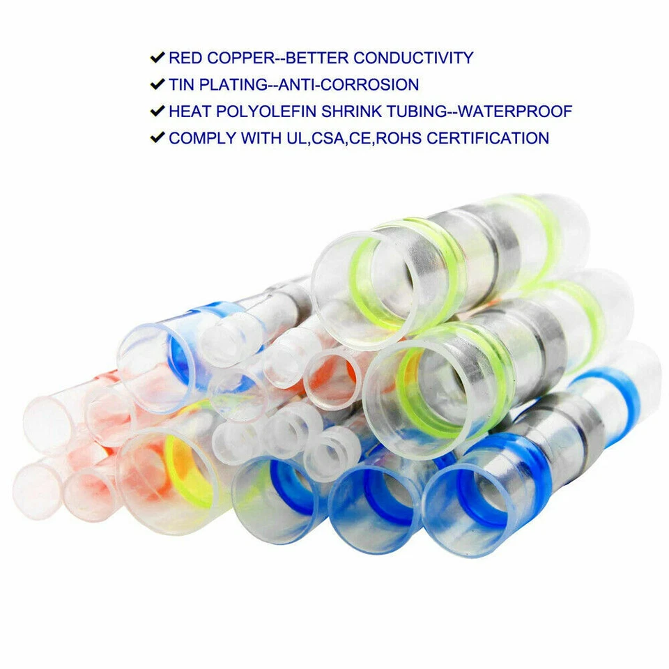 500pcs Waterproof Solder Seal Sleeve Terminals Heat Shrink Butt Wire Connectors - Image 3 of 4