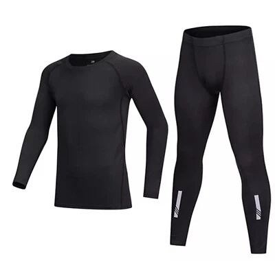 BUYKUD Warm Unisex Thermal Underwear Base Layer Set Sport Football Top & Trouser