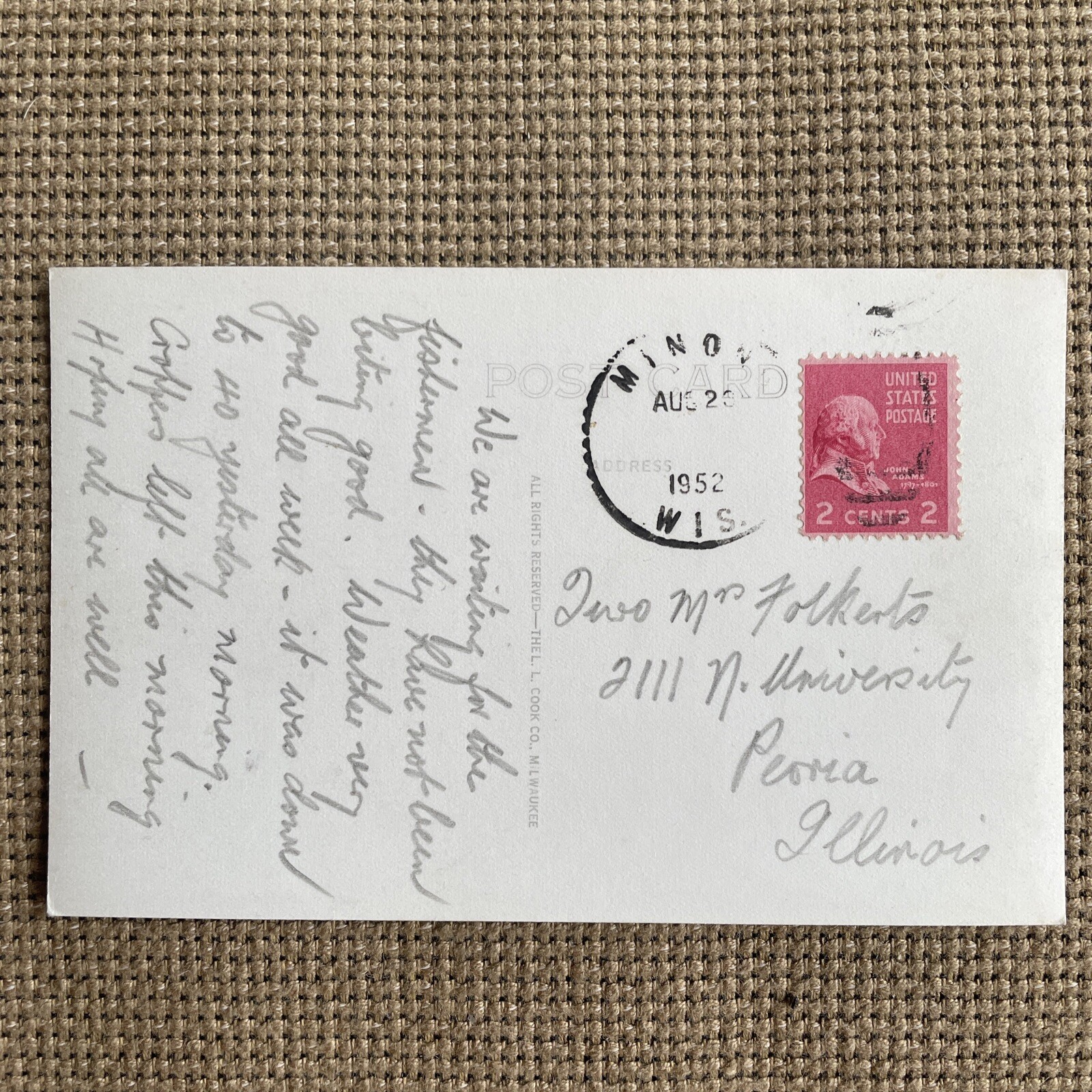 Minong WI View Of Lake Nancy Bird House Boat Real photo Postcard