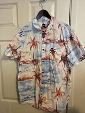 RIP CURL Men's Sz L Hawaiian Vacation Palm Trees Beach Island Shirt