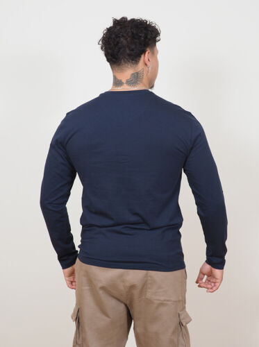 Mens Long Sleeve Cotton T-Shirt Regular Fit Crew Neck or Henley Top Lounge Work - Picture 6 of 72