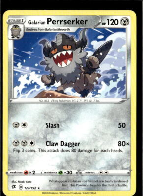 Pokemon Galarian Perrserker 127/192 Rebel Clash Non Holo Rare 2 Card Lot