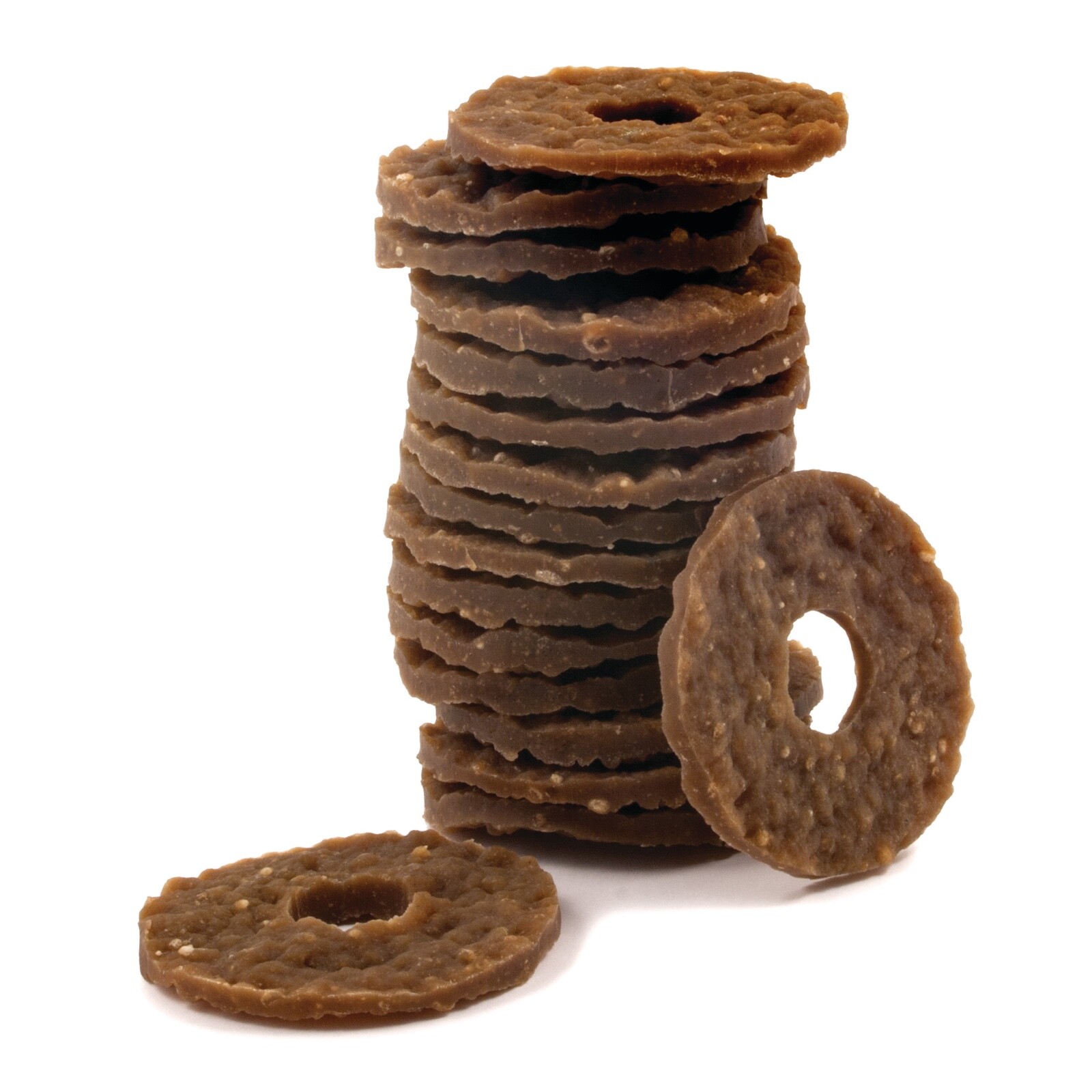 Busy Buddy Rawhide Treat Rings for Dogs - Medium, Peanut Butter Flavor, 16-Pack
