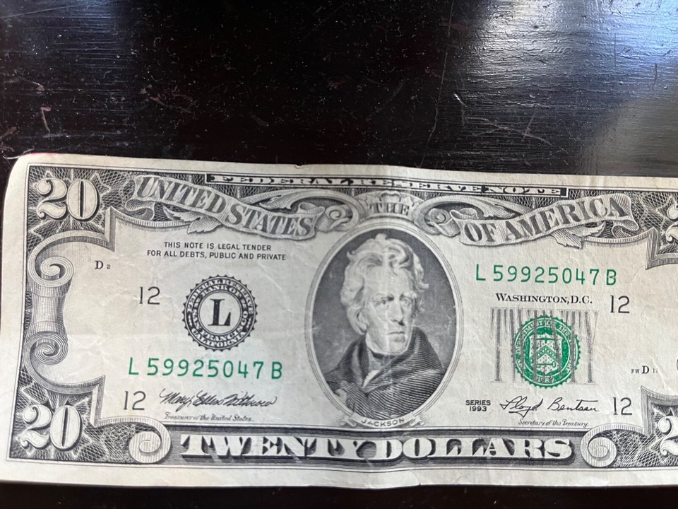 20 dollar bill 1993 series L59925047B | eBay
