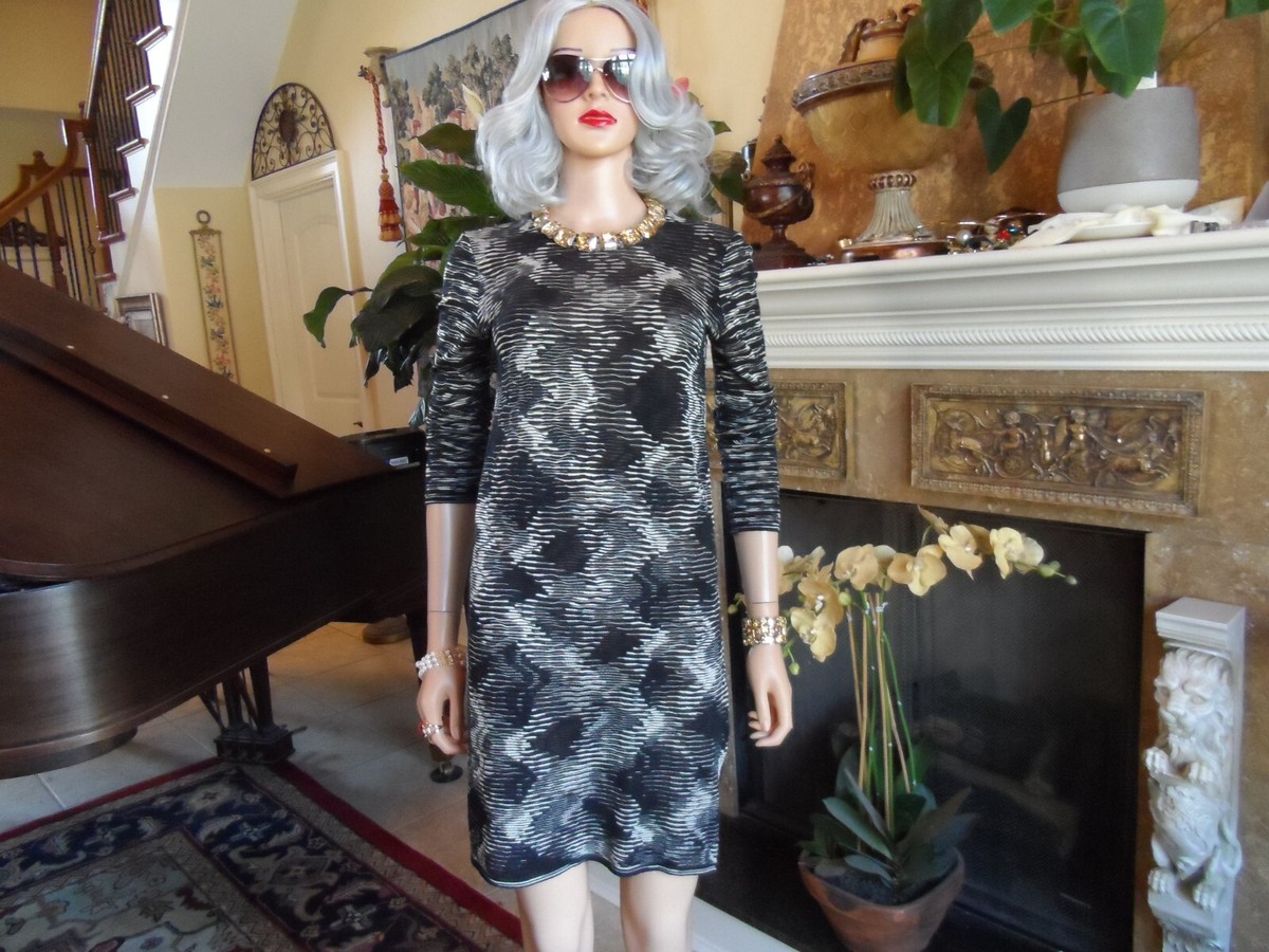 missoni black and white dress Missoni Black & White Printed Tie Front Button Up Sleeveless Midi Dress main image 0