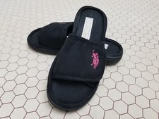 US Polo Assn Small Medium 5 - 6 Black Pink Cusioned Rubber Adjustable Shoes