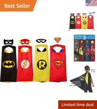 Authentic DC Comics Superhero Costume Set - 4 Capes, Masks  Chest Logo for Kids
