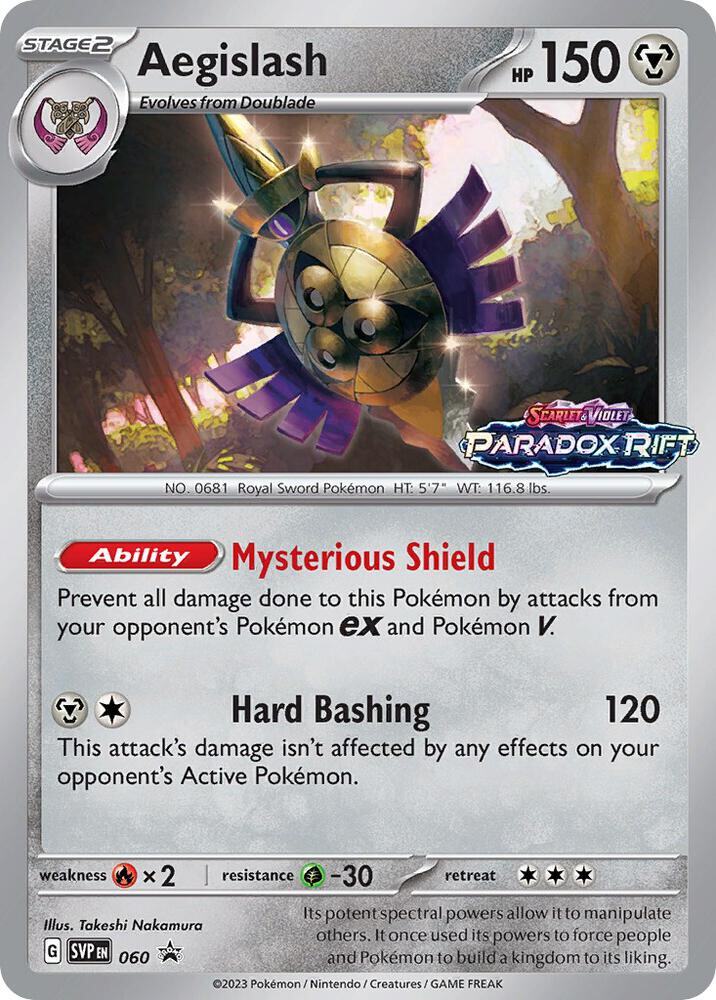 pokemon card aegislash AEGISLASH SVP060 PARADOX RIFT POKEMON PROMO (PRE RELEASE STAMPED, NM)