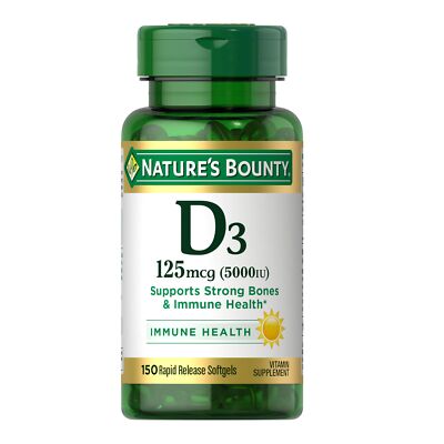 Nature's Bounty Vitamin D3 Immune and Bone Support 5000IU Rapid Release Softg...