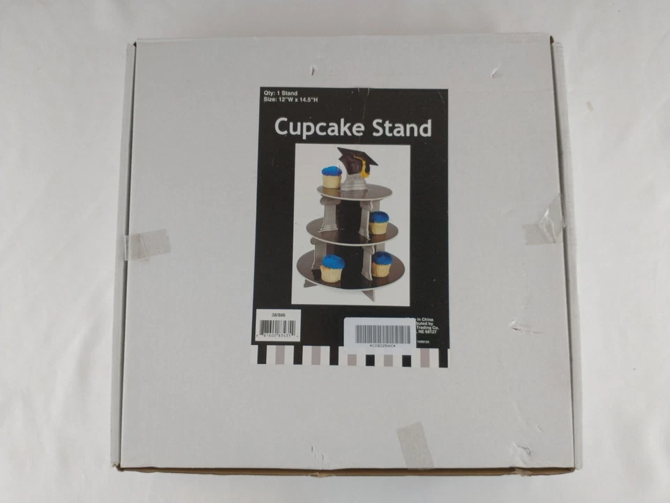 Soporte para cupcakes de graduación 3 suministros para fiestas soporte para golosinas 12" x 14,5" astilla y negro Foto 3 de 4