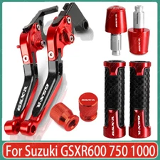 Motorcycle Brake Clutch Levers Grips Handle Sets For Suzuki GSXR600 750 1000 Red
