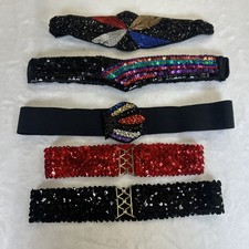 5 Vintage Milor  Misc. Belts Satin Beaded Sequin Jeweled Cumberbund Statement