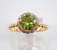 2.00Ct Round Cut Lab-Created Peridot Halo Engagement Ring 14K Yellow Gold Plated
