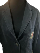 American Eagle Womens Blazer Preppy Y2K Dark Academia Jacket Denim Cropped Tweed