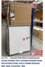 Silver Framed Shower Panel 900×2000mm.  Pearl Stone Tray  1600x900mm